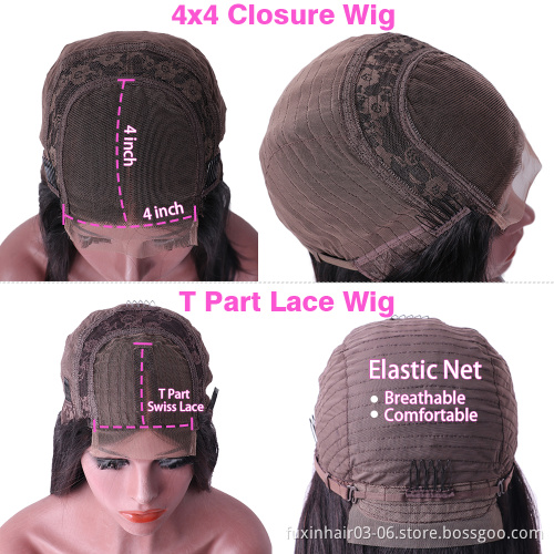 Free Part 4x4 Lace Closure Wig Short Virgin Human Hair Lace Front Bob Wigs 6x6 Hd Transparent Lace Wig